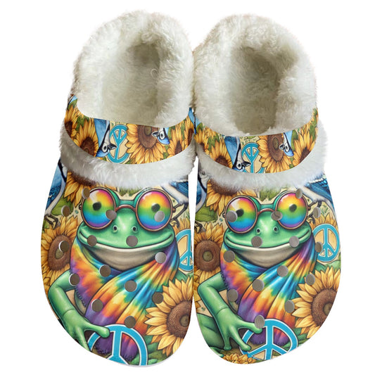 Peace Love & Frogs Women's Classic Fleece Lined Clogs - Versatile Garden Sandals