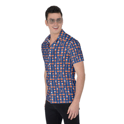 Men’s Florida Gators Inspired Orange & Blue Tailgate Button Up Shirt – Game Day Stretch Shirt