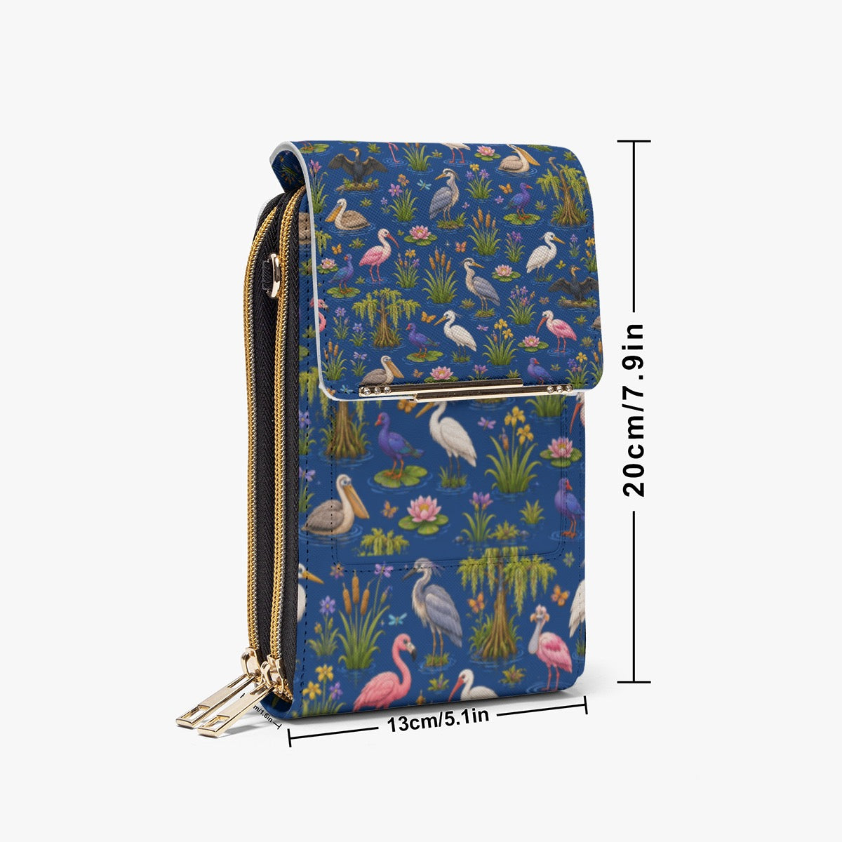 Florida Swamp Birds Mobile Phone Chest Bag – Tropical Wildlife Print Crossbody Bag
