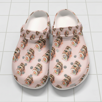 Women’s Sushi Print Clogs Colorful Waterproof Cruise & Beach Travel Shoes