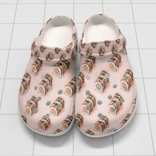 Women’s Sushi Print Clogs Colorful Waterproof Cruise & Beach Travel Shoes