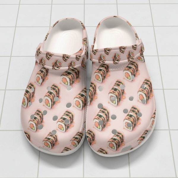 Women’s Sushi Print Clogs Colorful Waterproof Cruise & Beach Travel Shoes