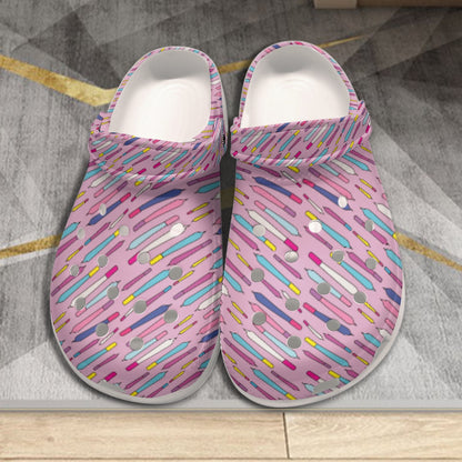Women's Classic Clogs - Pink 90s Smoker Print EVA Sandals Flip Flop Anti-Slip Lightweight