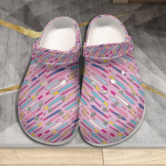 Women's Classic Clogs - Pink 90s Smoker Print EVA Sandals Flip Flop Anti-Slip Lightweight