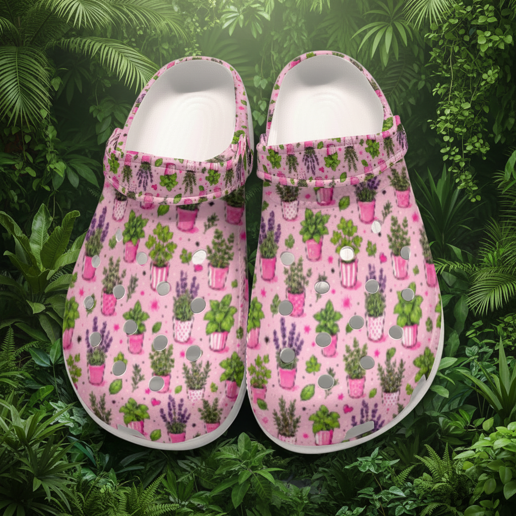 Crazy Plant Lady Pink Floral Gardening Women's Classic Clogs