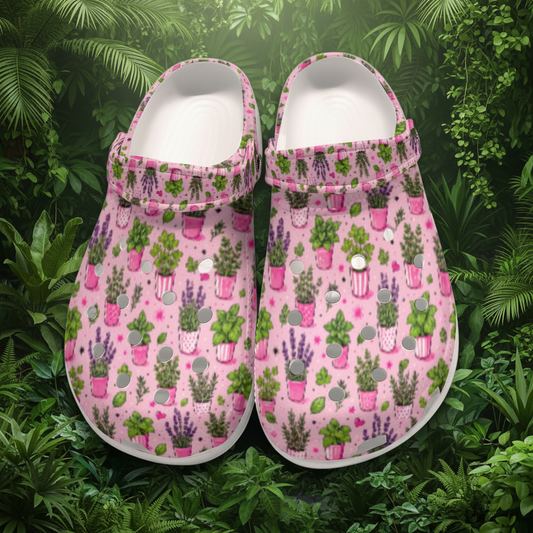 Crazy Plant Lady Pink Floral Gardening Women's Classic Clogs