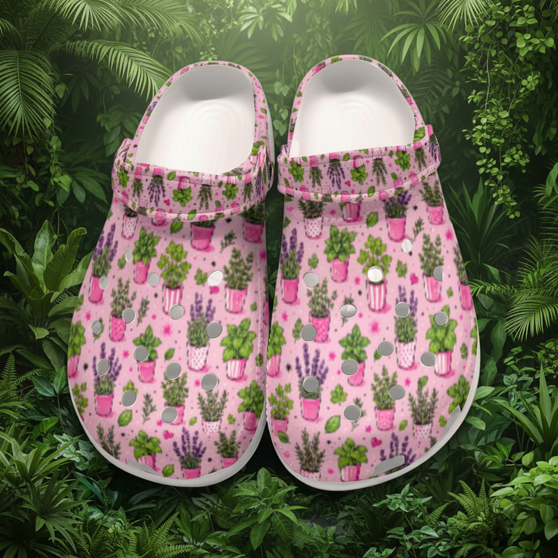 Crazy Plant Lady Pink Floral Gardening Women's Classic Clogs