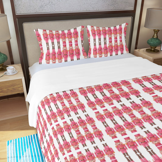 Hot Pink Nutcracker Duvet Cover Fashionable Christmas Decorative Bedding
