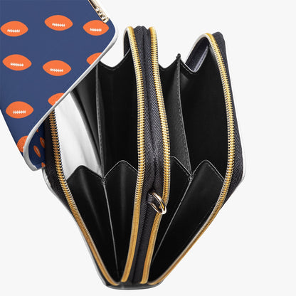 Blue & Orange Football Mobile Phone Chest Bag – Game Day Sports Print Crossbody Bag