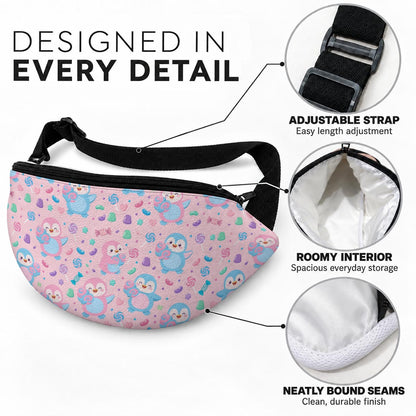 Pink Penguin Cotton Candy PU Bag – Cute Kawaii Winter & Sweet Print