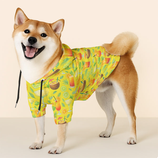 Dog Cocktail Hooded Sweatshirt for Owner & Pet - 310GSM Cotton Tropical Print for Cruises Vacations