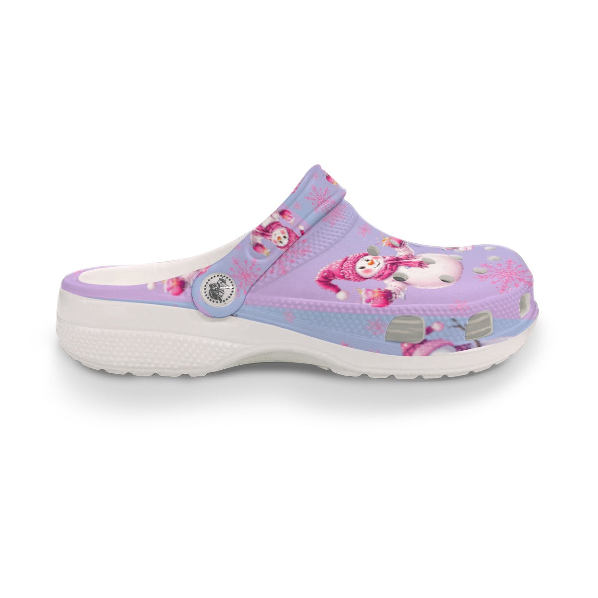 Women's Classic Clogs Christmas Winter Holiday Shoes Pink Purple Ombre Cute Colorful Snowman Print