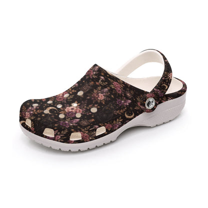 Fall Black Cat Witch Crystals Spell All-Over Print Women's Classic Clogs