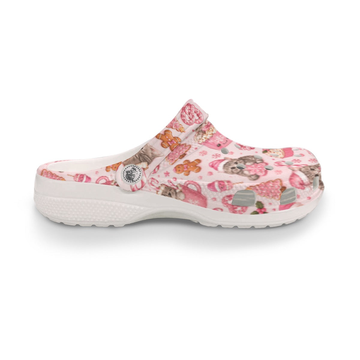 Pink Kitten Christmas Snacks Women's Classic Holiday Themed Clogs