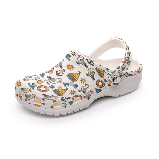 Cruise Life Women's Nautical Print Clogs - Lightweight EVA Comfort Sandals for Indoor & Outdoor Wear