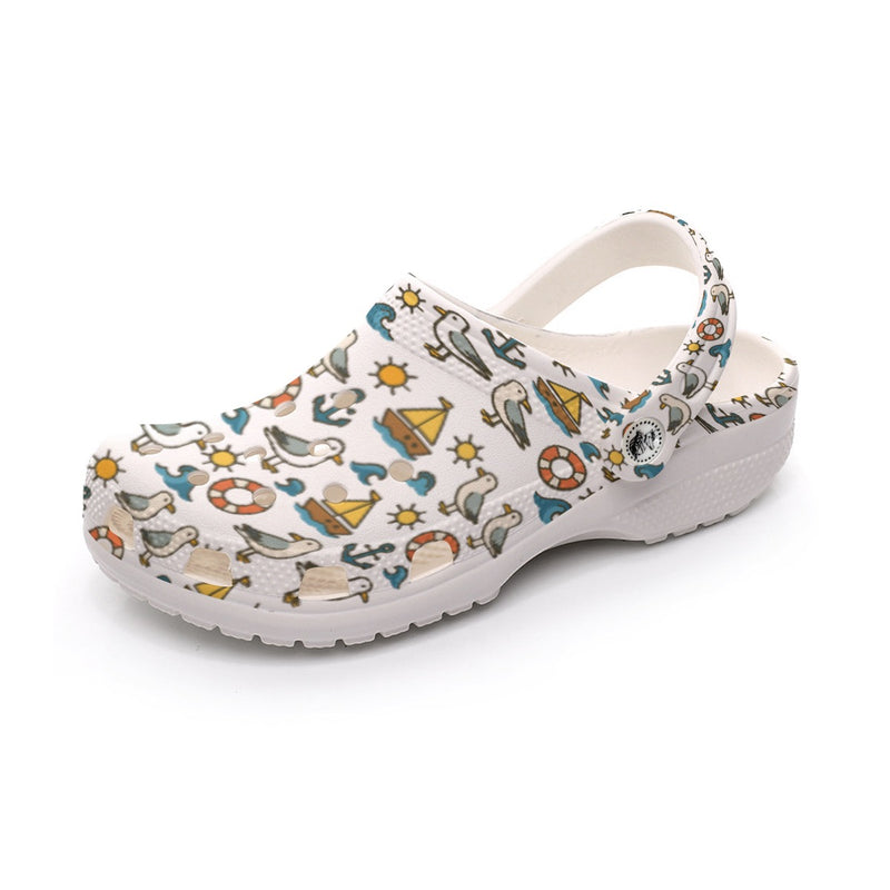 Cruise Life Women's Nautical Print Clogs - Lightweight EVA Comfort Sandals for Indoor & Outdoor Wear