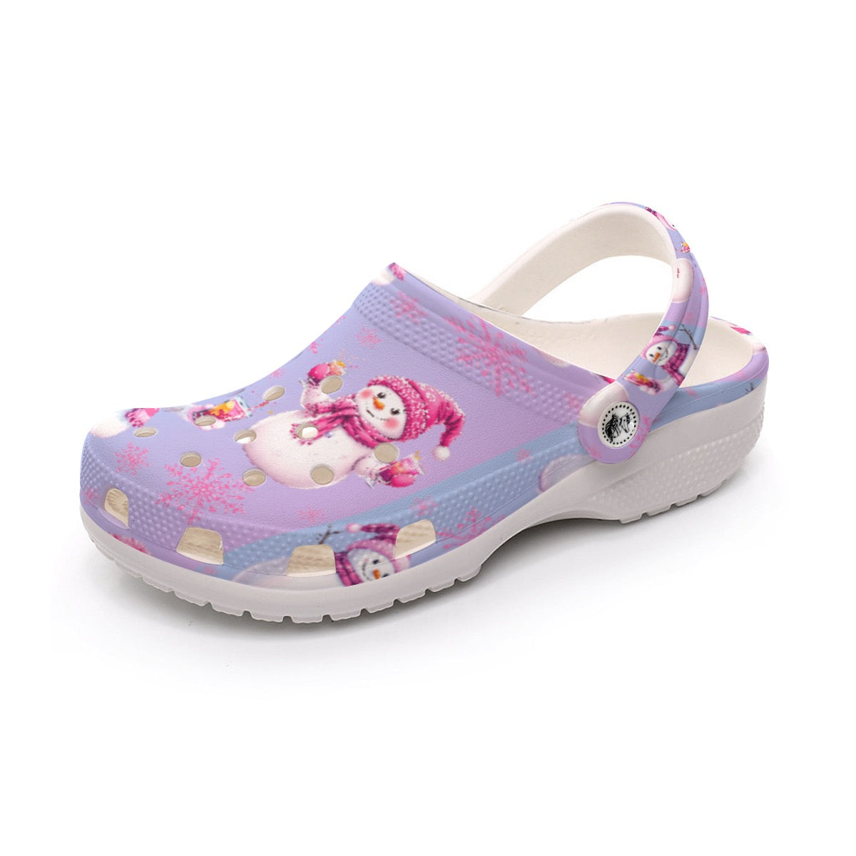 Women's Classic Clogs Christmas Winter Holiday Shoes Pink Purple Ombre Cute Colorful Snowman Print