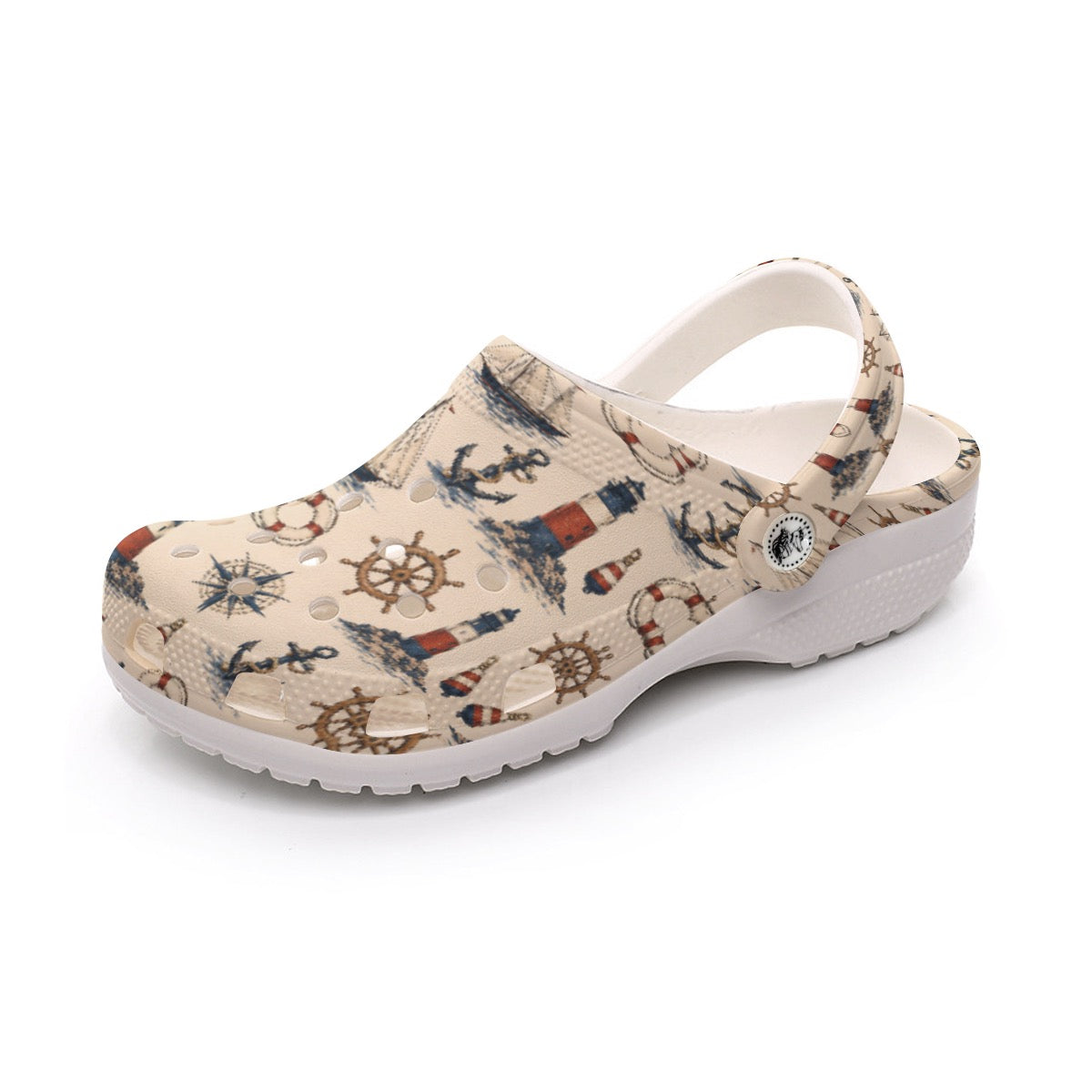 Vintage Nautical Lighthouse Sailboat Summer All-Over Print Women's Classic Clogs