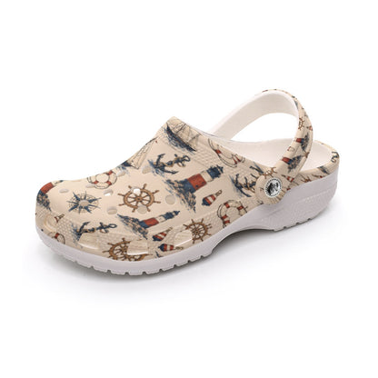 Vintage Nautical Lighthouse Sailboat Summer All-Over Print Women's Classic Clogs