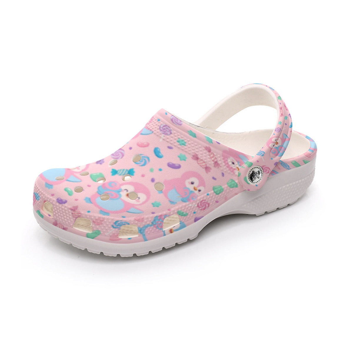 Women’s Pink Cotton Candy Penguin Clogs – Cute Penguin Slip-On Shoes, Fun Winter Garden Shoes
