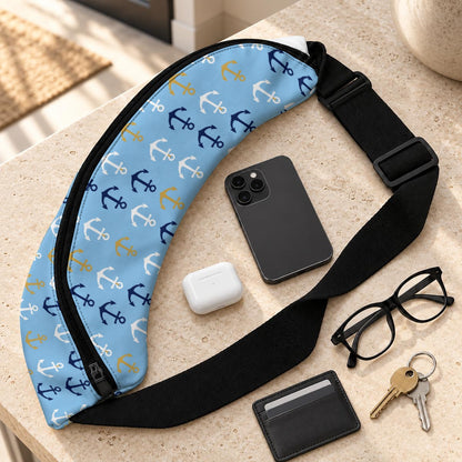 Sky Blue Nautical Anchor PU Bag – Coastal Cruise & Beach Print Crossbody