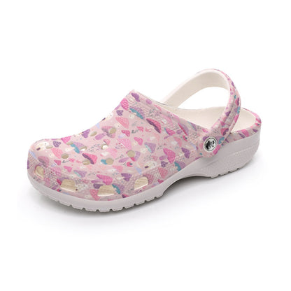 Pink Happy Mushroom Print Lightweight Garden Shoes Women's Classic Clogs