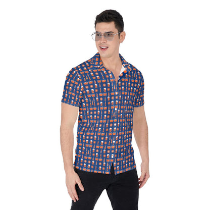Men’s Florida Gators Inspired Orange & Blue Tailgate Button Up Shirt – Game Day Stretch Shirt