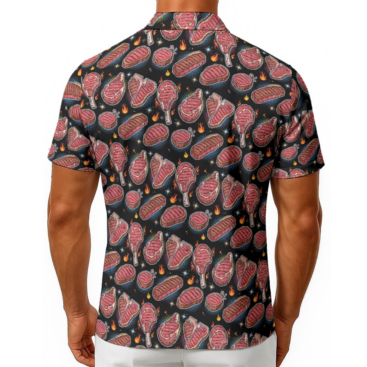 Men's Steak Hawaiian Shirt – Funny Foodie BBQ & Steak Print Button-Up