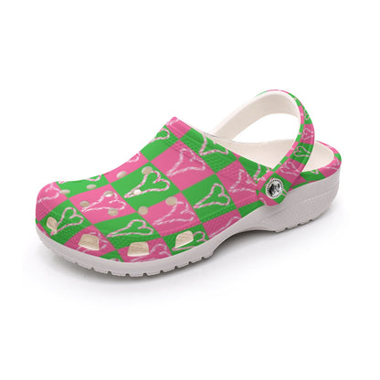 Women's Pink Green Heart Candy Cane Christmas Garden Clogs Pink Candy Candy Chic Fashion