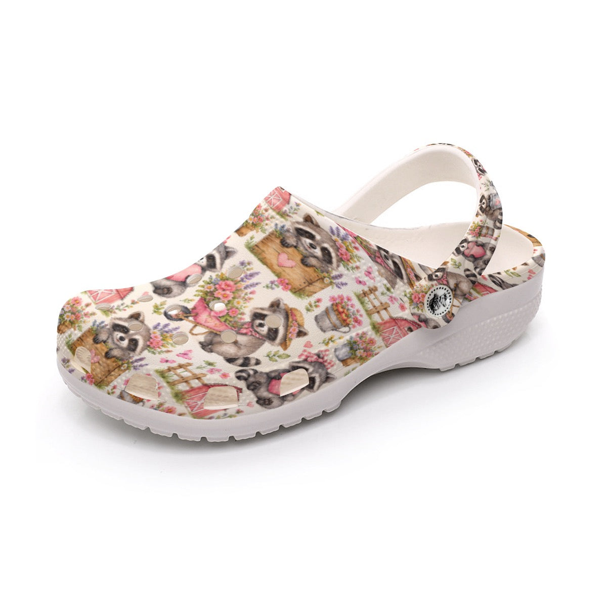 Gardening Raccoon Cute Farm Themed All-Over Print Women's Classic Clogs