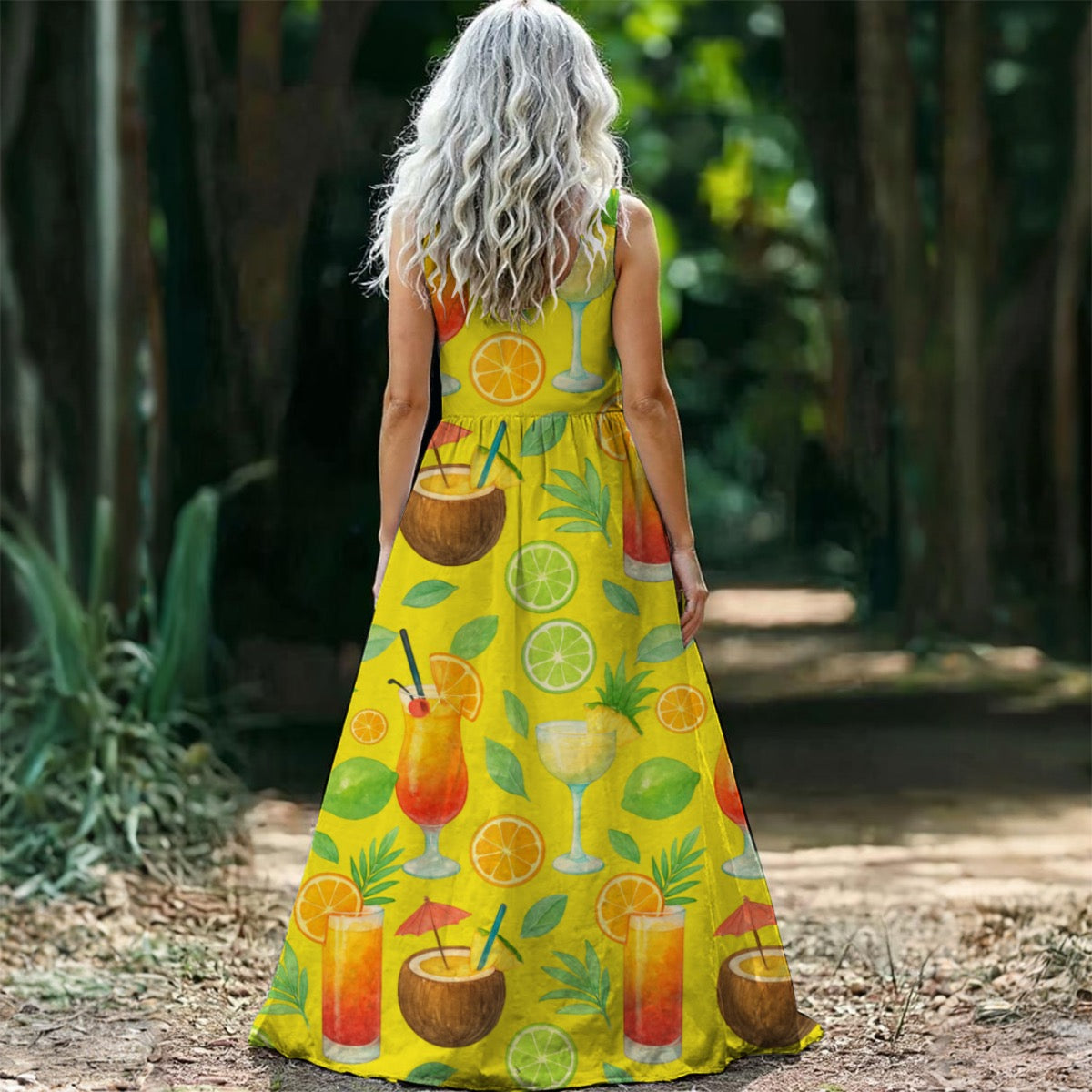 Lime in the Coconut Mixed Drink All-Over Print Women’s Sleeveless Maxi Dress Matching Couples Outfit