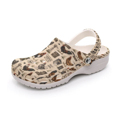 Rustic Farming Chicken and Rooster Women's Classic Clogs