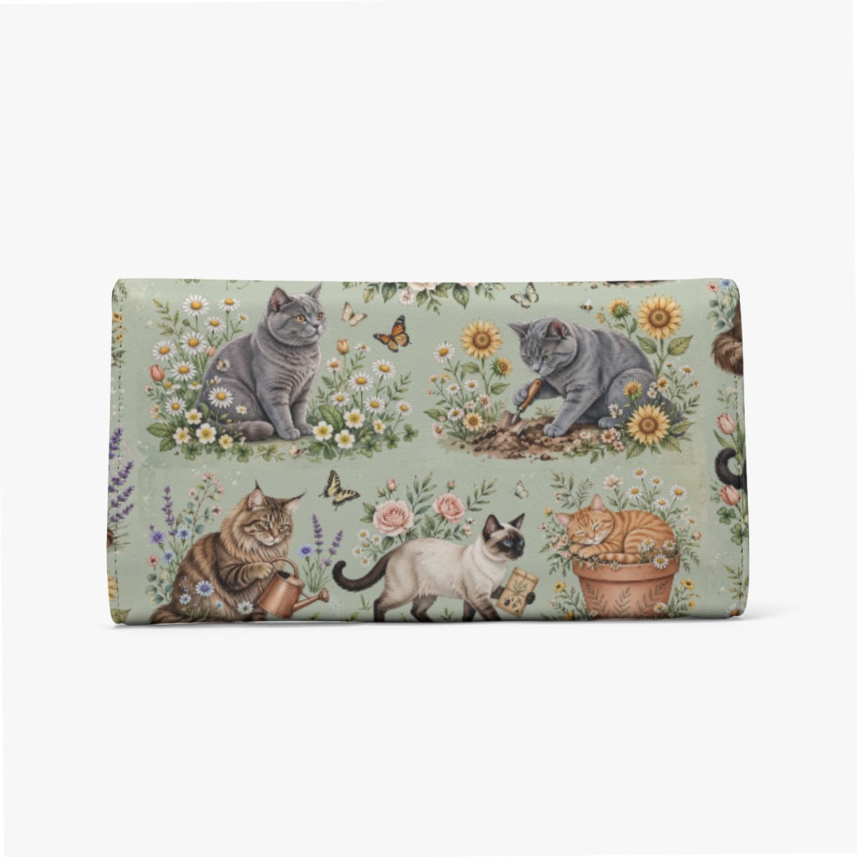 Gardening Cats Foldable Wallet – Cute Cat & Gardening Print