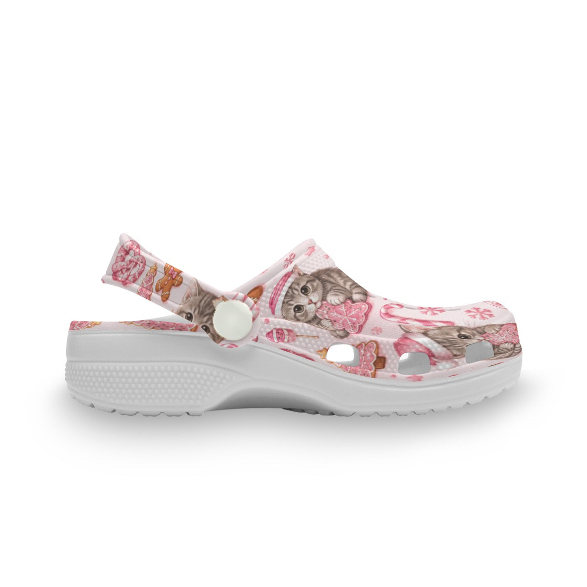 KIDS Pink Christmas Kitten Children's Clog Shoes
