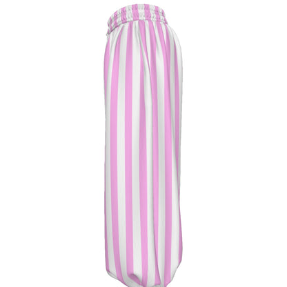 All-Over Print Unisex Lantern Pants – Pink & White Ice Cream Stripes