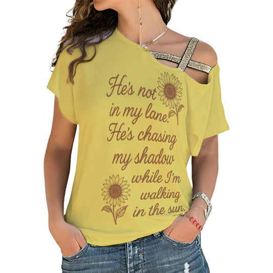 Women's Yellow Sunflower Inspirational Quote T-Shirt Casual Off Shoulder Shirt for Everyday Wear