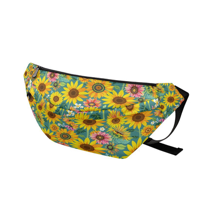 Sea Green Sunflower Gardening Fanny Pack Adjustable Strap & Multiple Pockets Large Fanny Bag