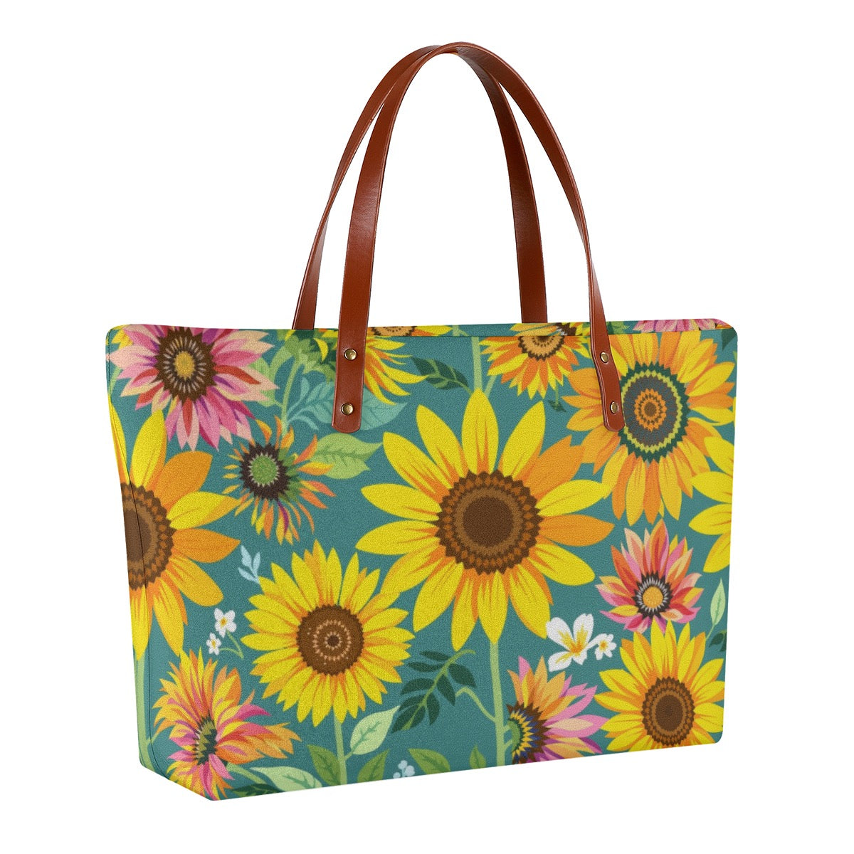 Green Summer Sunflower Print Women's Tote Bag Purse