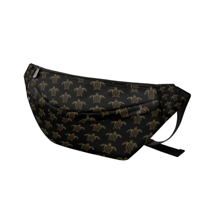 Black & Gold Nautical Sling Bag Elegant Unisex Crossbody Travel Bag Fanny Pack with Multiple Pockets