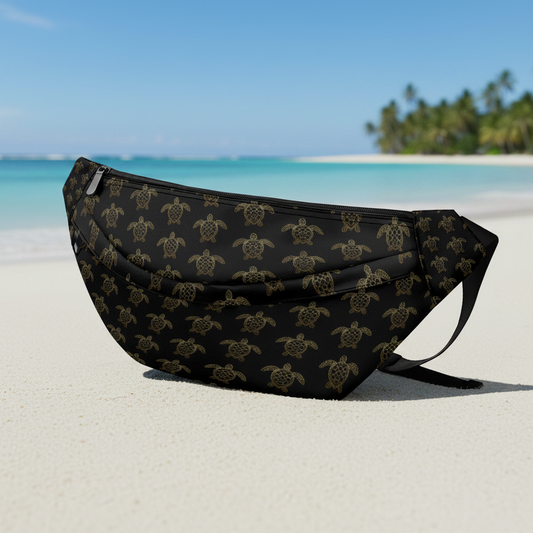 Black & Gold Nautical Sling Bag Elegant Unisex Crossbody Travel Bag Fanny Pack with Multiple Pockets