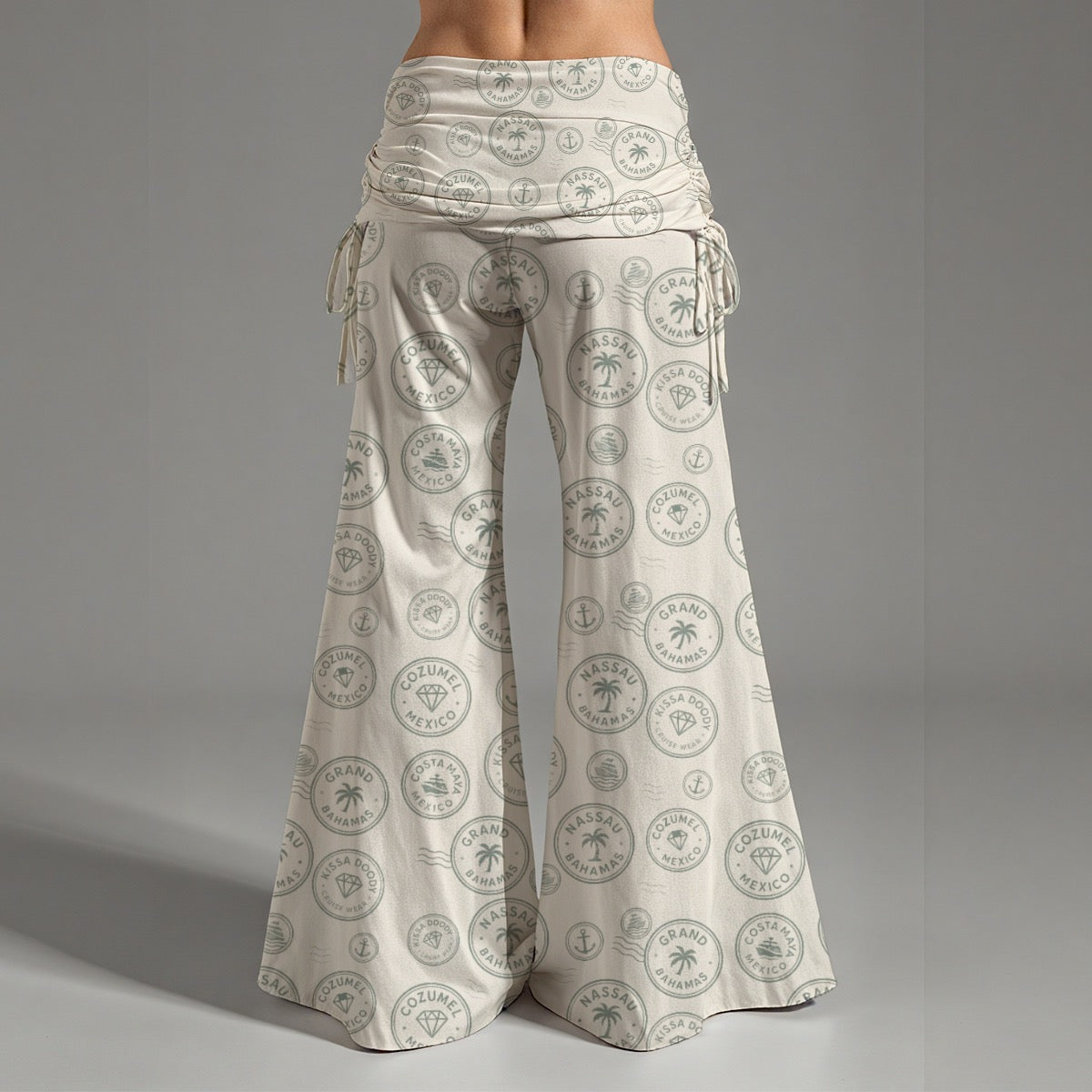 Travel Stamp Cruise Vacation Leggings Vintage Postage Stamp Women's High Waist Wide Leg Pants