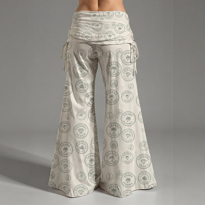 Travel Stamp Cruise Vacation Leggings Vintage Postage Stamp Women's High Waist Wide Leg Pants