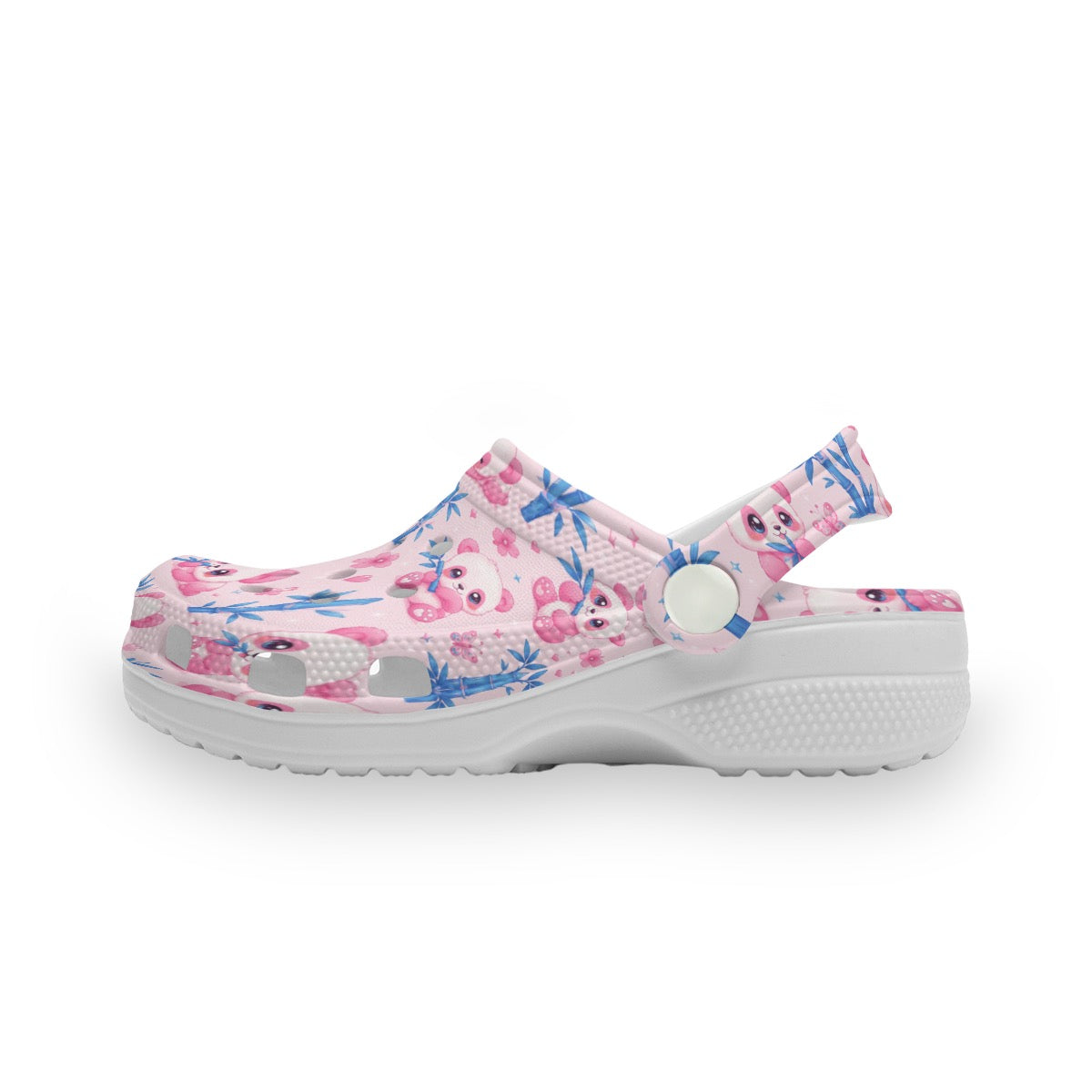Kids Pink Panda Blue Bamboo Colorful Children's Clog Shoes