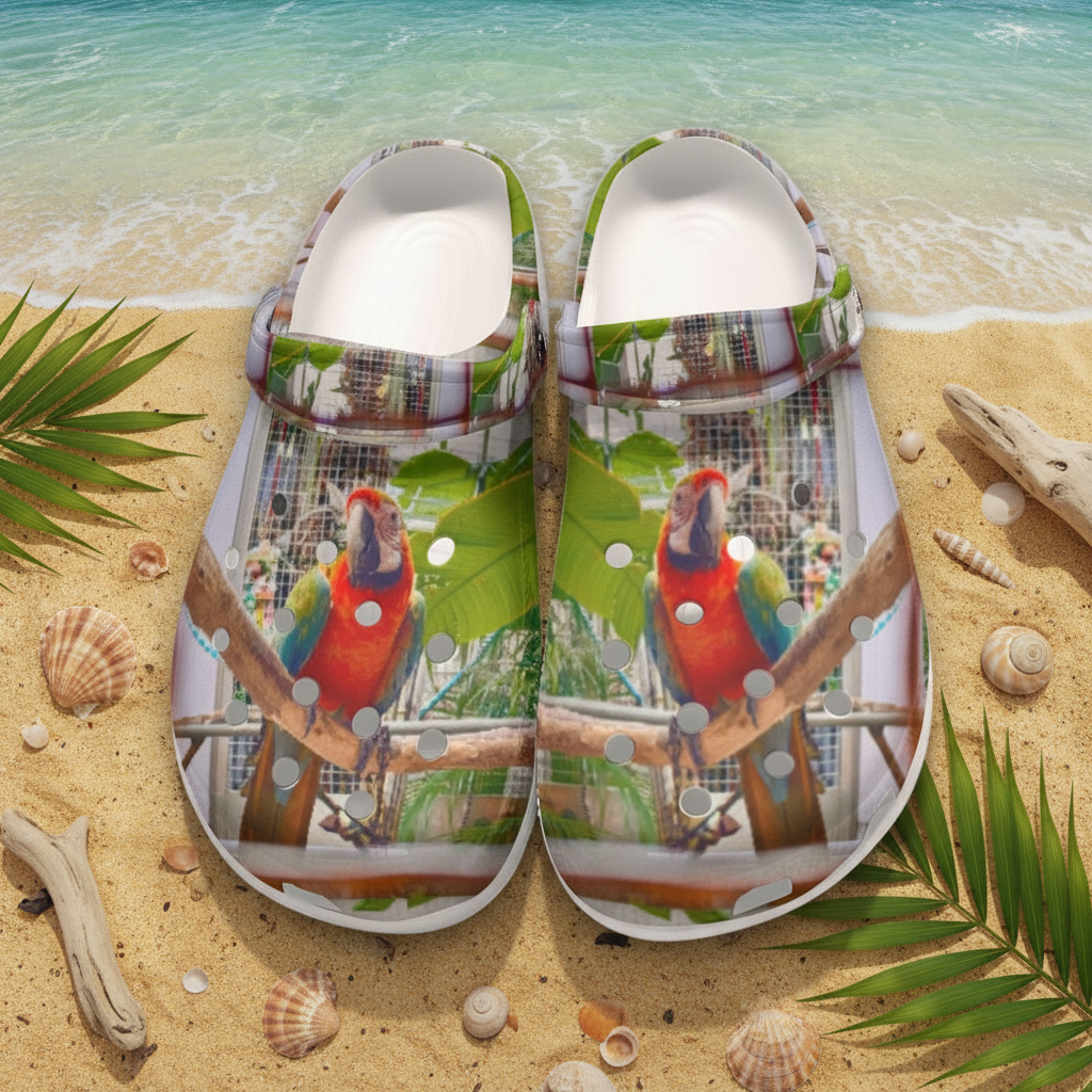 Tropical Parrot Photographic Waterproof Clogs Women’s Bird Print Cruise Vacay Classic Clogs