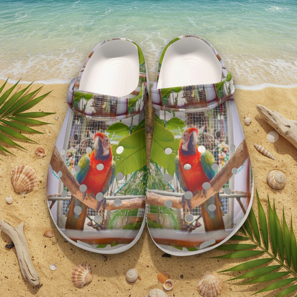 Tropical Parrot Photographic Waterproof Clogs Women’s Bird Print Cruise Vacay Classic Clogs