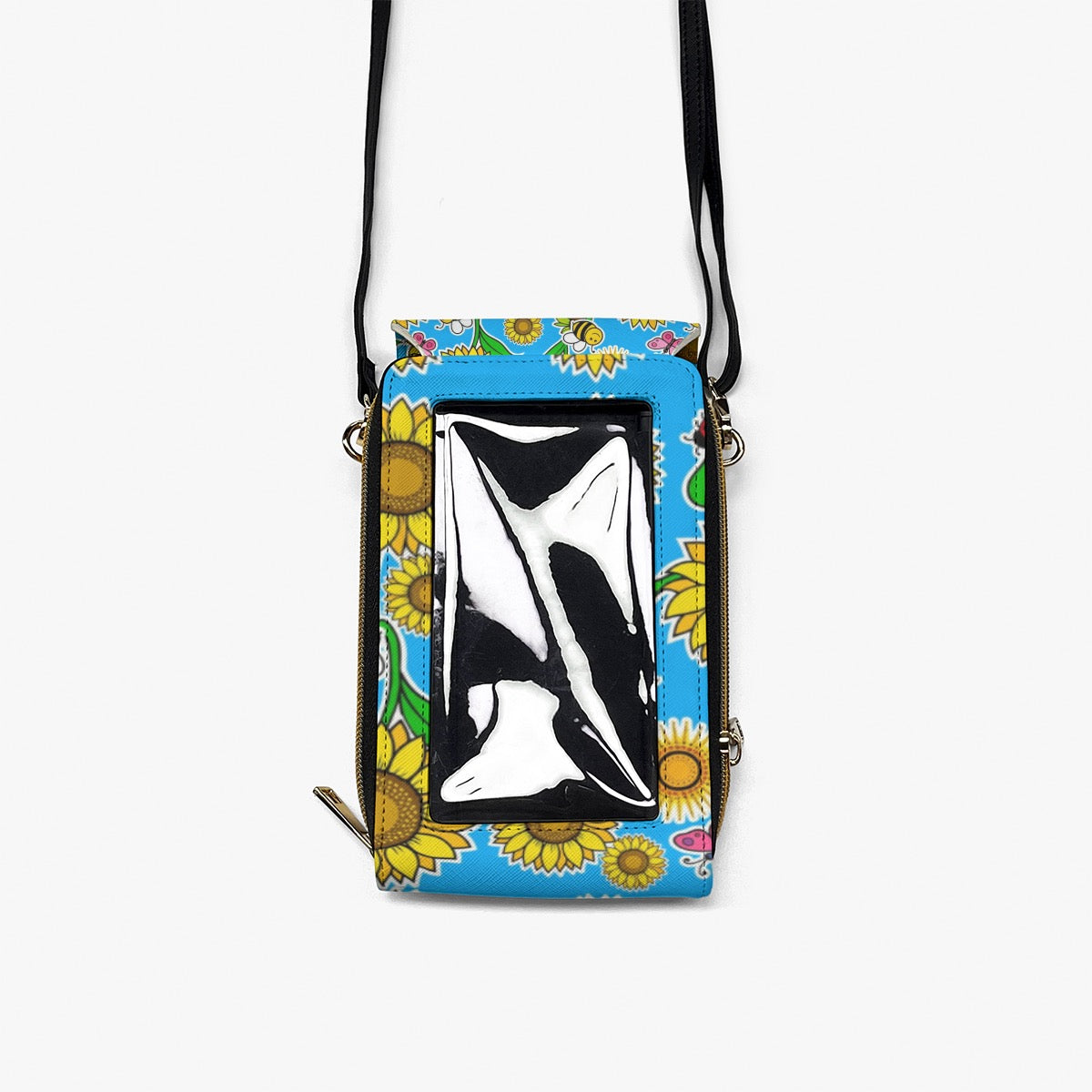 Sky Blue Sunflower Mobile Phone Chest Bag – Floral Garden Print Crossbody Bag