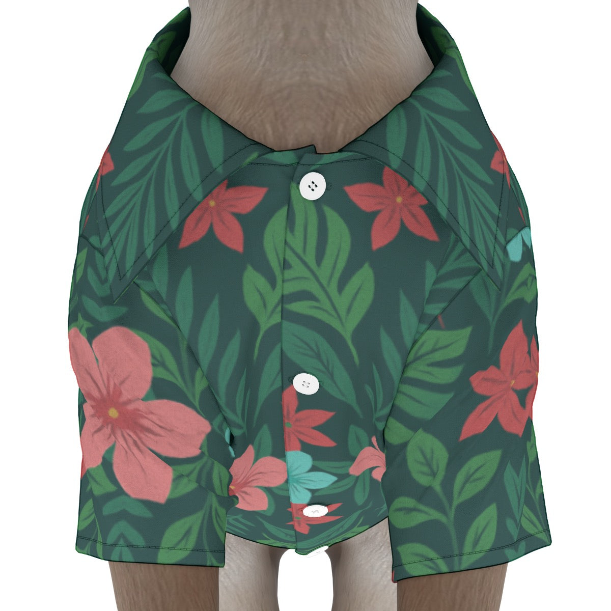 Relaxing Vacay Pet's Hawaiian Shirt - Tropical Floral Green Print Dog Outfit Matching Owner Shirt