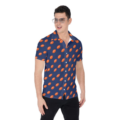Men’s Florida Gators Inspired Blue & Orange Football Button Up Shirt – Game Day Stretch Shirt
