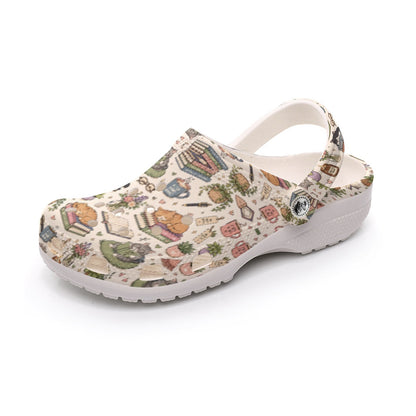 Cat's Reading Books All-Over Print Fun Cozy Women's Classic Clogs