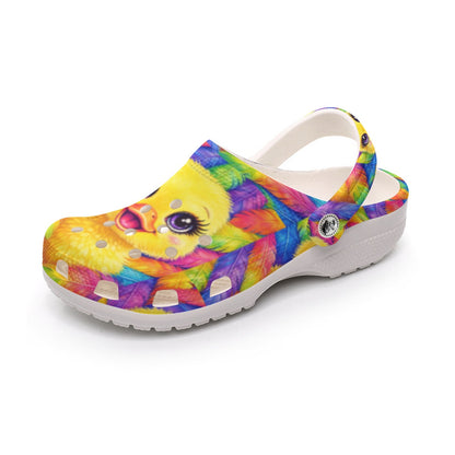 Colorful Rubber Ducky Feather Clogs Fun Cruise Ship Shoes Poolside & Vacation Comfort Clogs